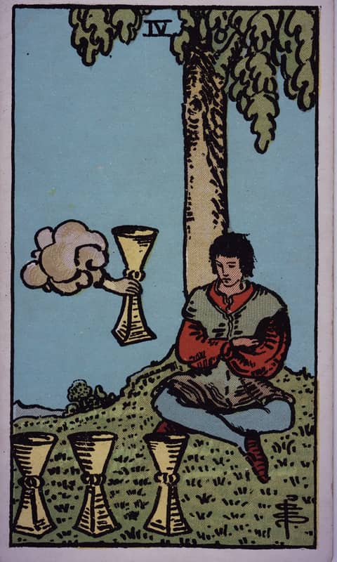 Four of Cups tarot card, Rider Waite Smith deck