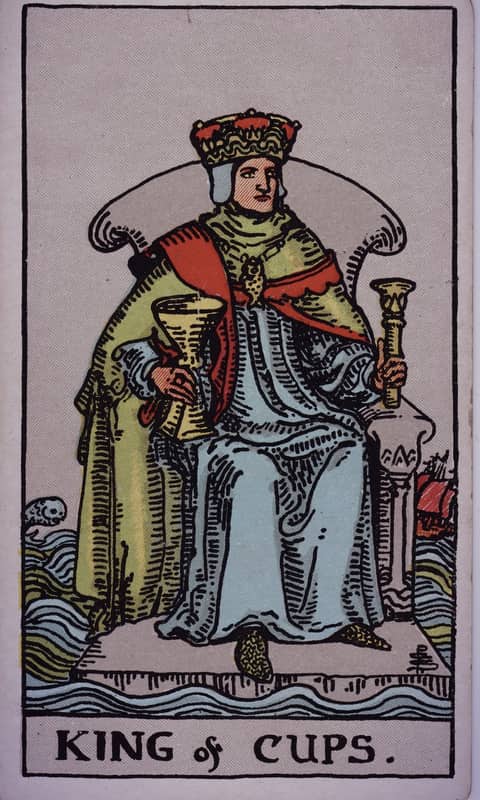 King of Cups tarot card, Rider Waite Smith deck