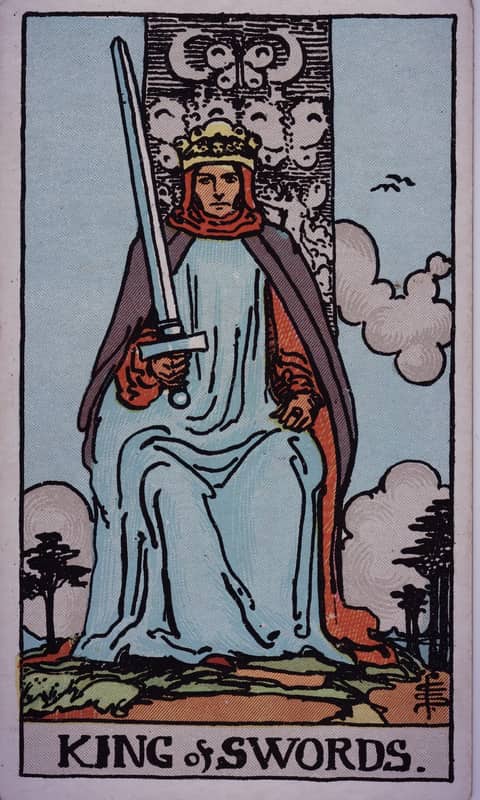 King of Swords tarot card, Rider Waite Smith deck