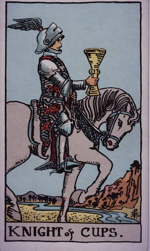 Knight of Cups tarot card, Rider Waite Smith deck