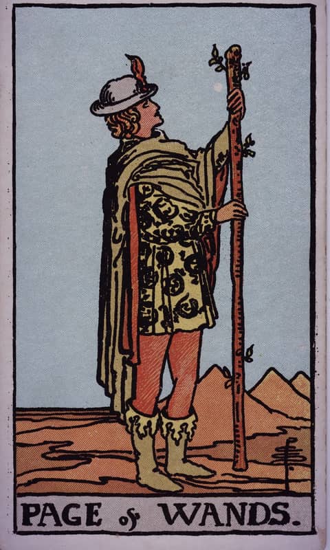 Page of Wands tarot card, Rider Waite Smith deck
