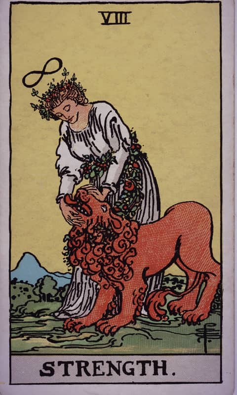 Strength tarot card, Rider Waite Smith deck