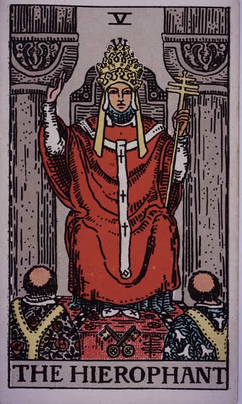 The Hierophant tarot card, Rider Waite Smith deck