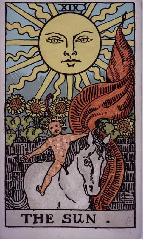 The Sun tarot card, Rider Waite Smith deck