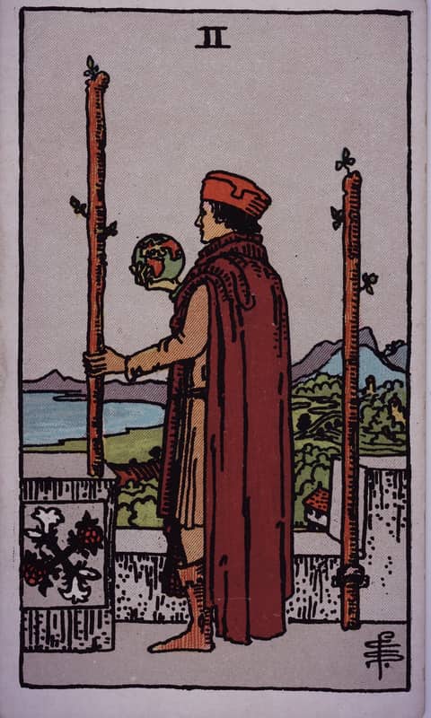 Two of Wands tarot card, Rider Waite Smith deck